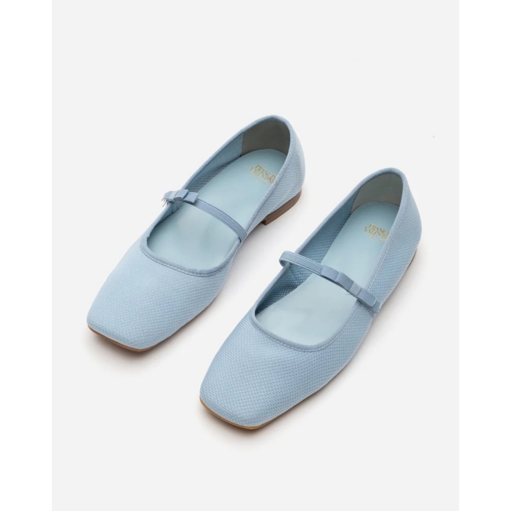 Frances Valentine | Jude Mary Jane Knit Flat Light Blue Size 7 - Picture 1 of 13
